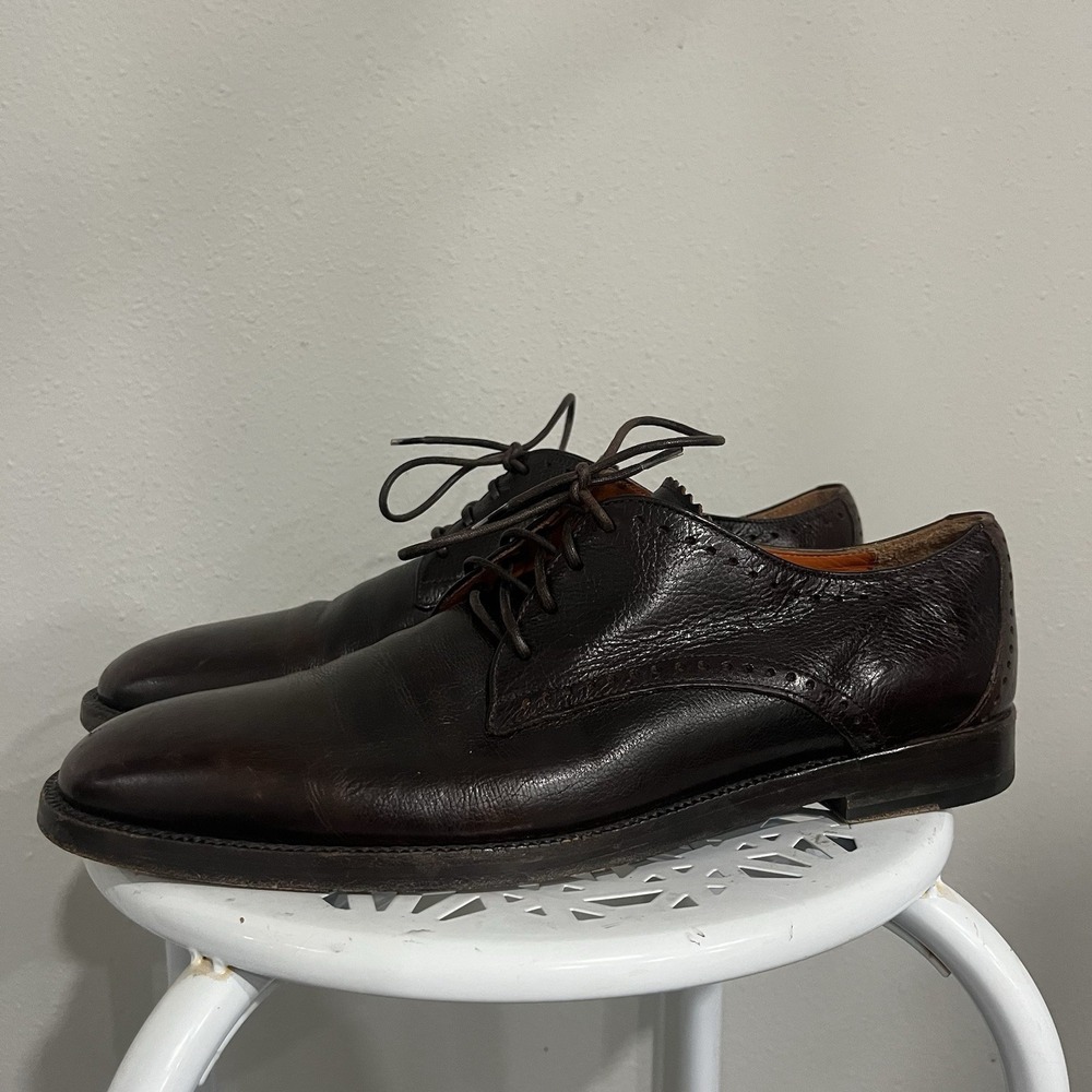 Martin Dingman Mens 9.5 Made In Italy Leather Brown Cap Toe‎ Oxfords